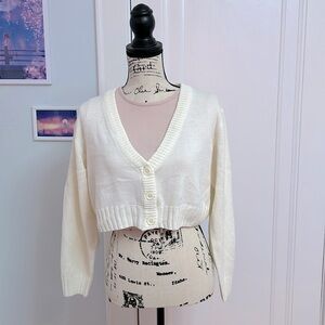 H&M Light Cream Cropped Cardigan